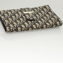 Christian Dior Trotter Canvas Clutch Bag Navy Gold Auth 118646-5