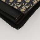 Christian Dior Trotter Canvas Clutch Bag Navy Gold Auth 118646-14