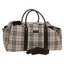 BURBERRY Nova Check Bandouliere Boston Bag Nylon 2way Beige Silver Auth 118648-1