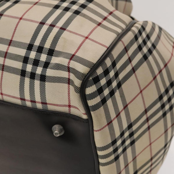 BURBERRY Nova Check Bandouliere Boston Bag Nylon 2way Beige Silver Auth 118648