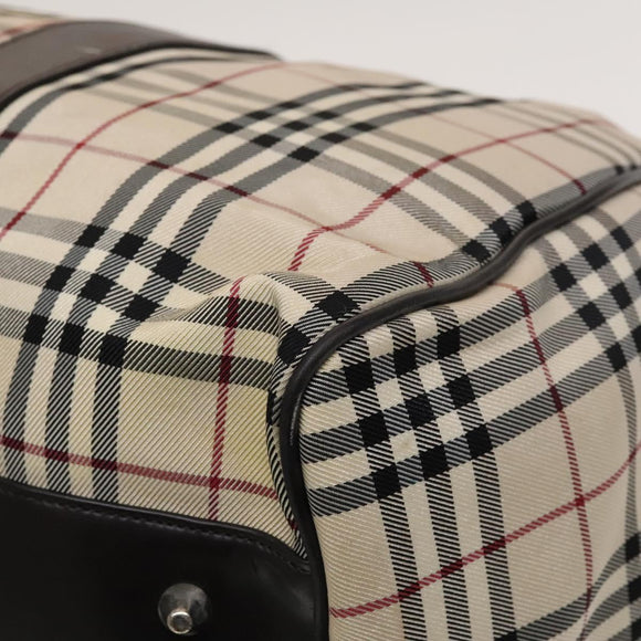 BURBERRY Nova Check Bandouliere Boston Bag Nylon 2way Beige Silver Auth 118648