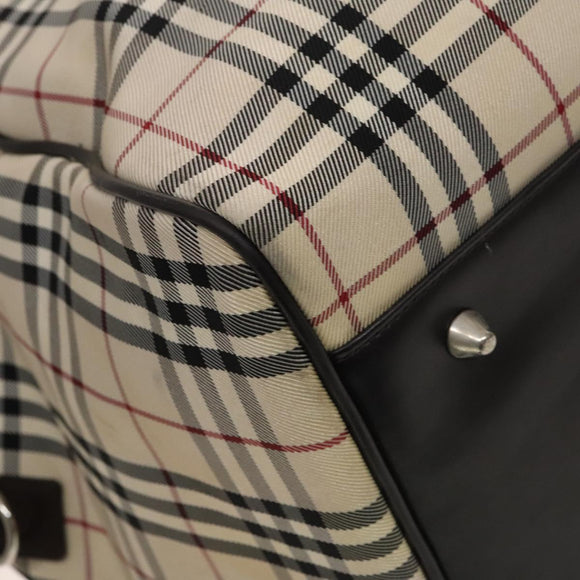 BURBERRY Nova Check Bandouliere Boston Bag Nylon 2way Beige Silver Auth 118648