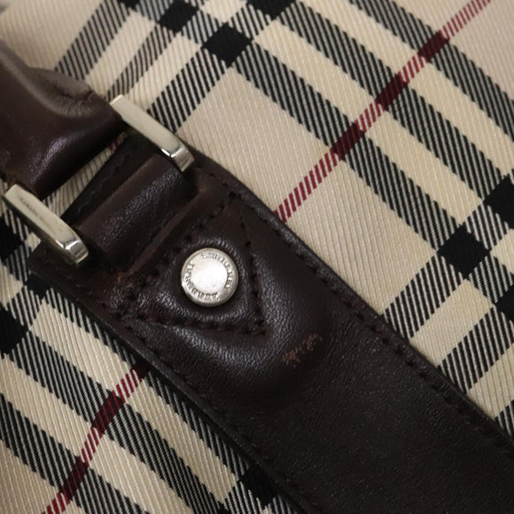 BURBERRY Nova Check Bandouliere Boston Bag Nylon 2way Beige Silver Auth 118648