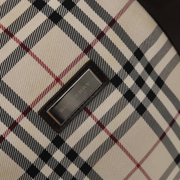 BURBERRY Nova Check Bandouliere Boston Bag Nylon 2way Beige Silver Auth 118648