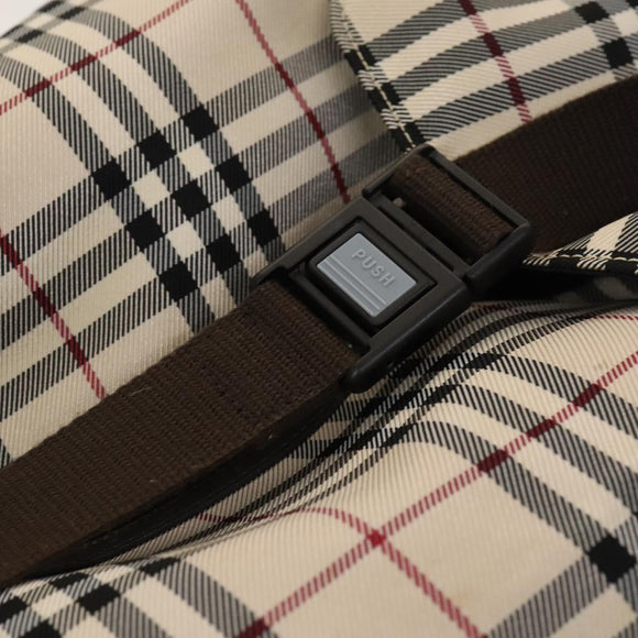 BURBERRY Nova Check Bandouliere Boston Bag Nylon 2way Beige Silver Auth 118648