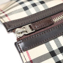 BURBERRY Nova Check Bandouliere Boston Bag Nylon 2way Beige Silver Auth 118648-11