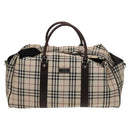BURBERRY Nova Check Bandouliere Boston Bag Nylon 2way Beige Silver Auth 118648-13