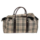 BURBERRY Nova Check Bandouliere Boston Bag Nylon 2way Beige Silver Auth 118648-2