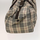 BURBERRY Nova Check Bandouliere Boston Bag Nylon 2way Beige Silver Auth 118648-3