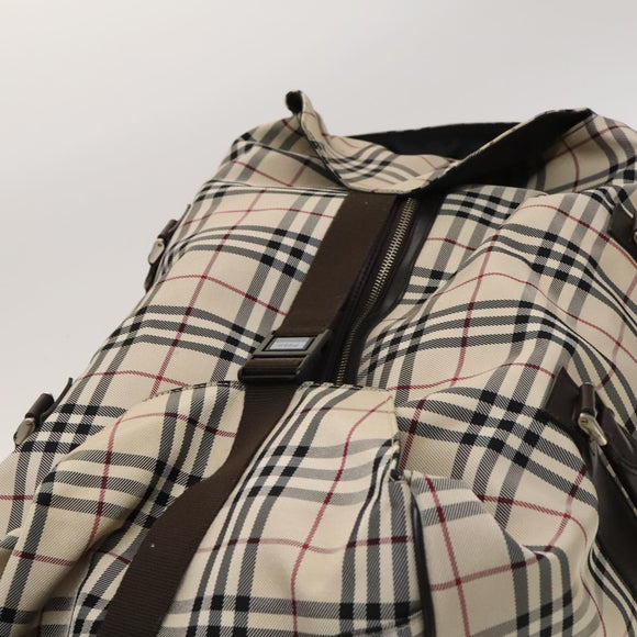 BURBERRY Nova Check Bandouliere Boston Bag Nylon 2way Beige Silver Auth 118648