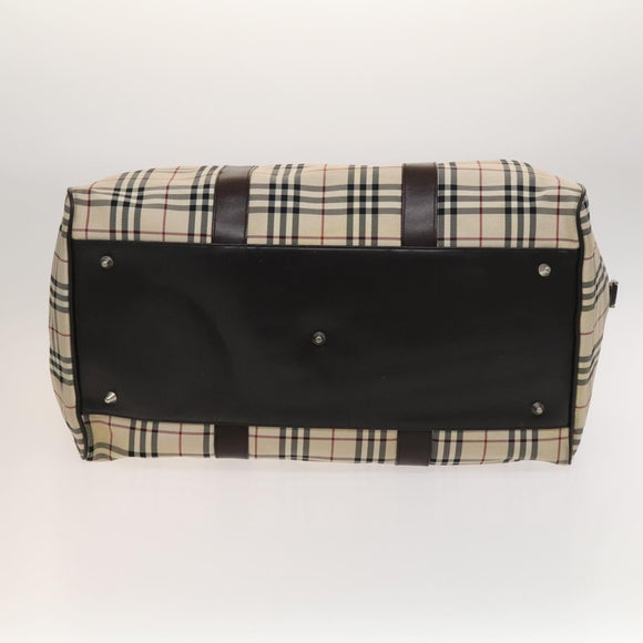BURBERRY Nova Check Bandouliere Boston Bag Nylon 2way Beige Silver Auth 118648