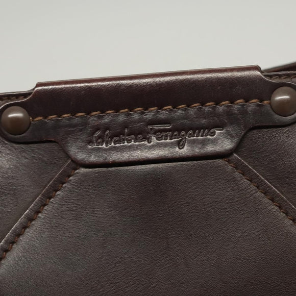 Salvatore Ferragamo Shoulder Bag Leather Brown Auth 118651
