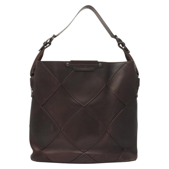 Salvatore Ferragamo Shoulder Bag Leather Brown Auth 118651