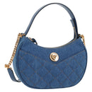 VERSACE Hand Bag Denim 2way Blue Gold Auth 118658AM-1