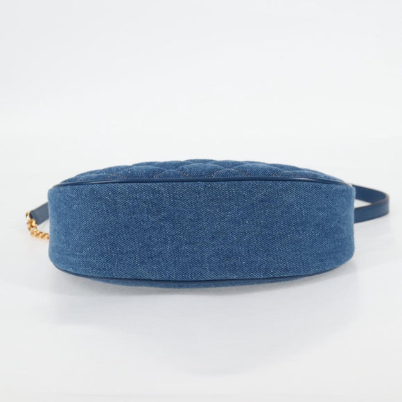 VERSACE Hand Bag Denim 2way Blue Gold Auth 118658AM