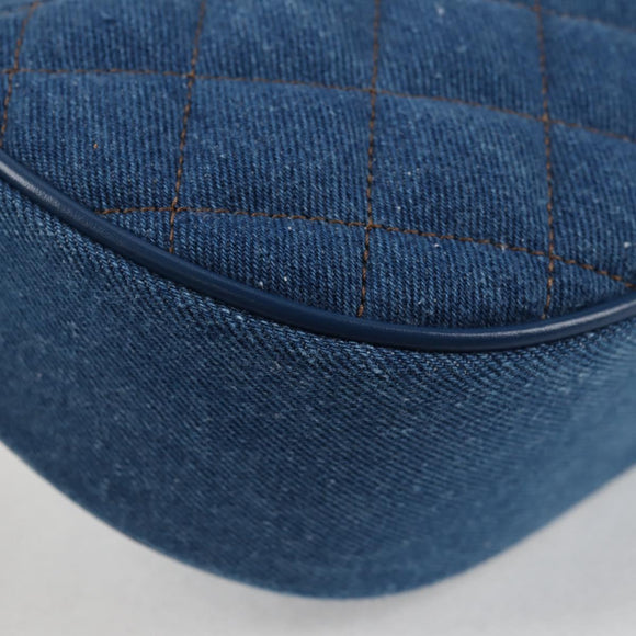 VERSACE Hand Bag Denim 2way Blue Gold Auth 118658AM