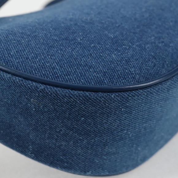 VERSACE Hand Bag Denim 2way Blue Gold Auth 118658AM