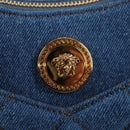 VERSACE Hand Bag Denim 2way Blue Gold Auth 118658AM-18