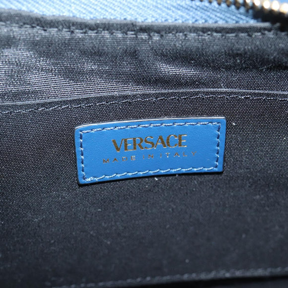 VERSACE Hand Bag Denim 2way Blue Gold Auth 118658AM