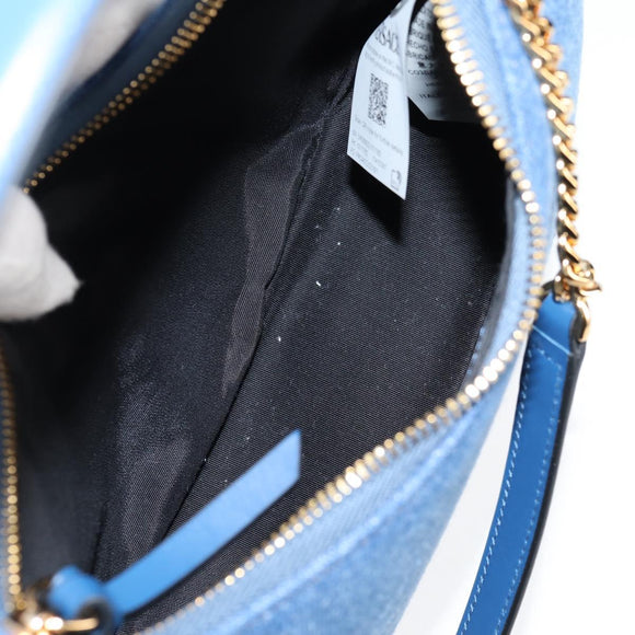 VERSACE Hand Bag Denim 2way Blue Gold Auth 118658AM