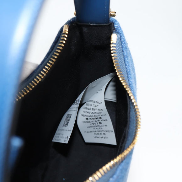 VERSACE Hand Bag Denim 2way Blue Gold Auth 118658AM