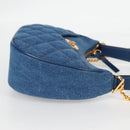 VERSACE Hand Bag Denim 2way Blue Gold Auth 118658AM-4