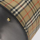 Burberrys Nova Check Hand Bag Canvas Beige Gold Auth 118660-9