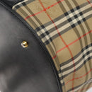 Burberrys Nova Check Hand Bag Canvas Beige Gold Auth 118660-15