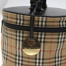 Burberrys Nova Check Hand Bag Canvas Beige Gold Auth 118660-17