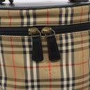 Burberrys Nova Check Hand Bag Canvas Beige Gold Auth 118660-10