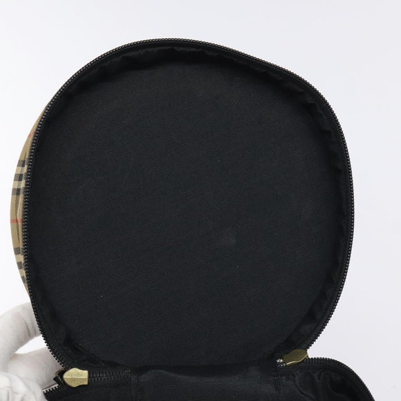 Burberrys Nova Check Hand Bag Canvas Beige Gold Auth 118660