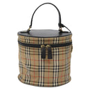 Burberrys Nova Check Hand Bag Canvas Beige Gold Auth 118660-13