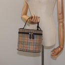 Burberrys Nova Check Hand Bag Canvas Beige Gold Auth 118660-21