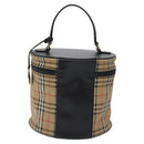 Burberrys Nova Check Hand Bag Canvas Beige Gold Auth 118660-2