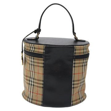 Burberrys Nova Check Hand Bag Canvas Beige Gold Auth 118660 - 0