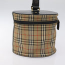 Burberrys Nova Check Hand Bag Canvas Beige Gold Auth 118660-3