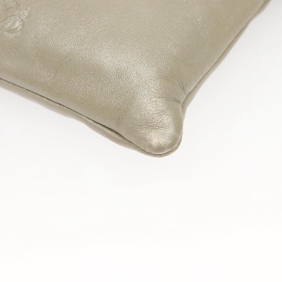 LOEWE Shoulder Bag Leather Gray Gold Auth 118663