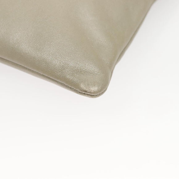 LOEWE Shoulder Bag Leather Gray Gold Auth 118663