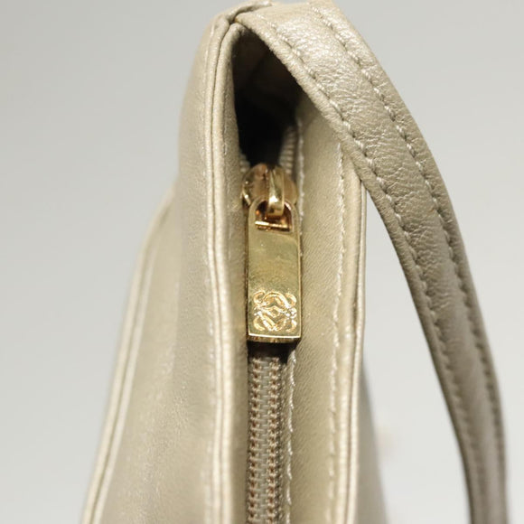 LOEWE Shoulder Bag Leather Gray Gold Auth 118663
