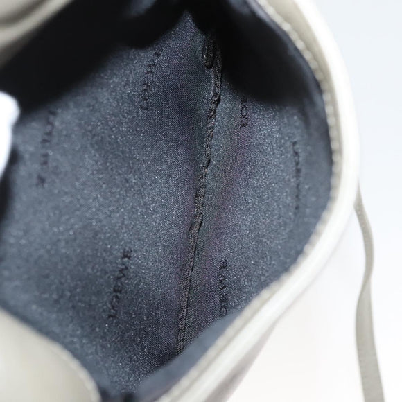 LOEWE Shoulder Bag Leather Gray Gold Auth 118663