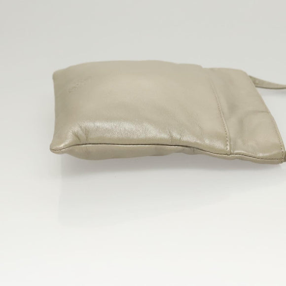 LOEWE Shoulder Bag Leather Gray Gold Auth 118663