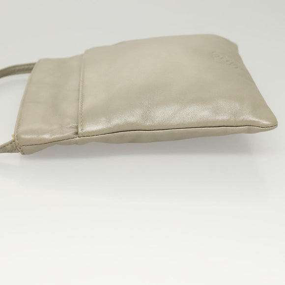 LOEWE Shoulder Bag Leather Gray Gold Auth 118663