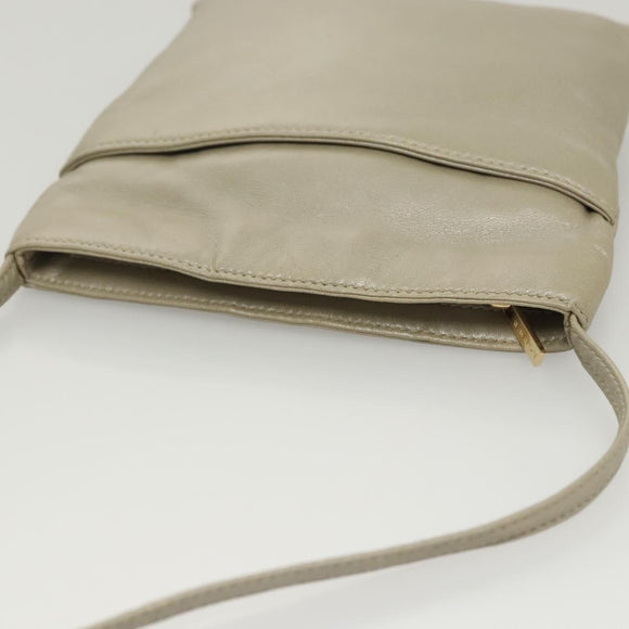 LOEWE Shoulder Bag Leather Gray Gold Auth 118663