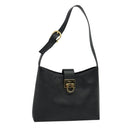 Salvatore Ferragamo Gancini Shoulder Bag Leather Black Gold Auth 118667-1
