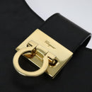 Salvatore Ferragamo Gancini Shoulder Bag Leather Black Gold Auth 118667-14