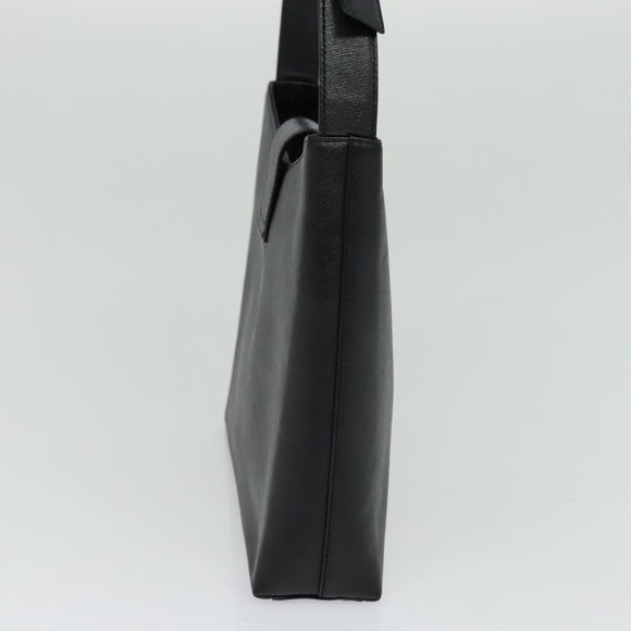 Salvatore Ferragamo Gancini Shoulder Bag Leather Black Gold Auth 118667