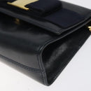 Salvatore Ferragamo Gancini Chain Shoulder Bag Leather Black Gold Auth 118668-8