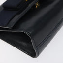 Salvatore Ferragamo Gancini Chain Shoulder Bag Leather Black Gold Auth 118668-14