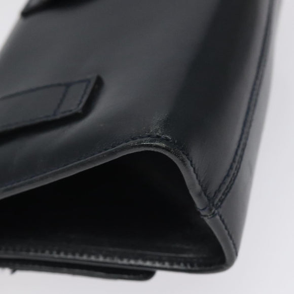 Salvatore Ferragamo Gancini Chain Shoulder Bag Leather Black Gold Auth 118668