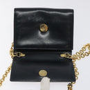 Salvatore Ferragamo Gancini Chain Shoulder Bag Leather Black Gold Auth 118668-9